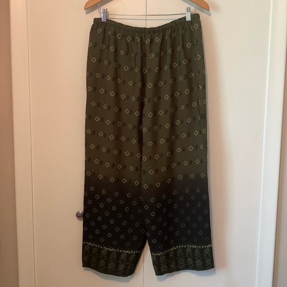 Vintage Jessica Petites Green Floral & Patterned Stretch Tie Pants Size Large P - Picture 3 of 8